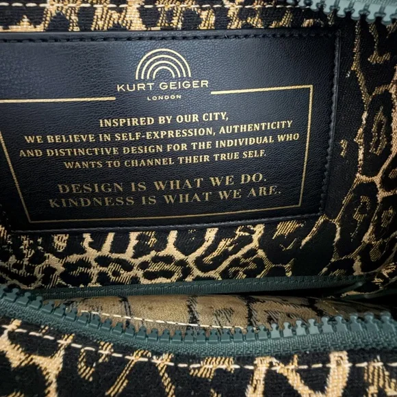 Kurt Geiger SouthBank Animal Print Tote with Metallic Green Accents - Picture 7 of 9